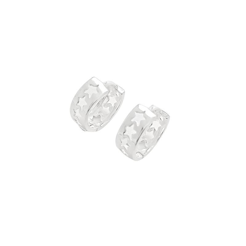 BRINCO ARGOLA CLICK ESTRELA PRATA 925