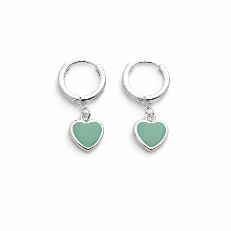 BRINCO ARGOLA CLICK CORAÇÃO VERDE TIFFANY PRATA 925