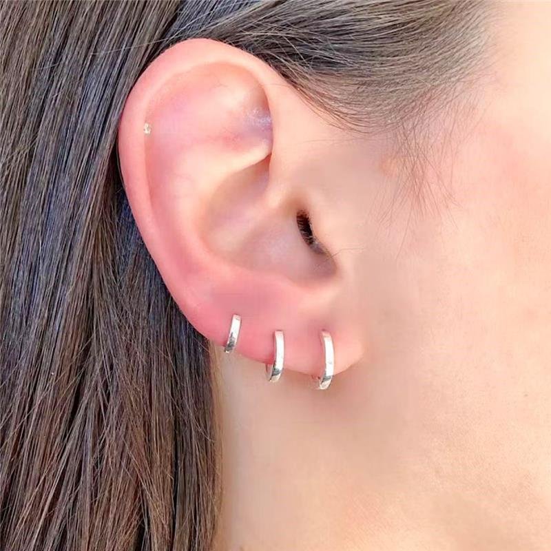 BRINCO TRIO ARGOLA LISA CLICK PRATA 925