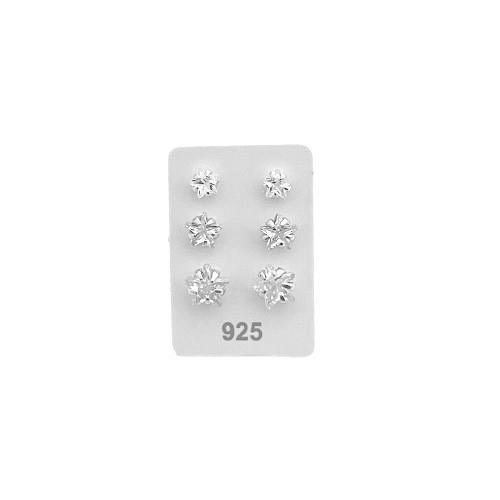 BRINCO TRIO ESTRELA 4,5,6MM ZIRCÔNIA PRATA 925