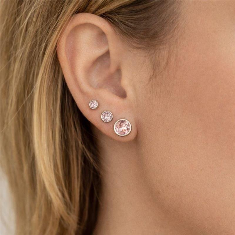 BRINCO TRIO ROSA EMBUTIDO 3,4,5MM PRATA 925