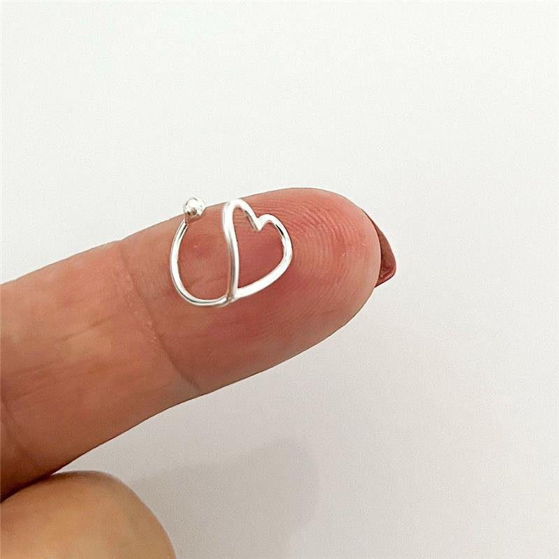 BRINCO PIERCING CORAÇÃO PRATA 925