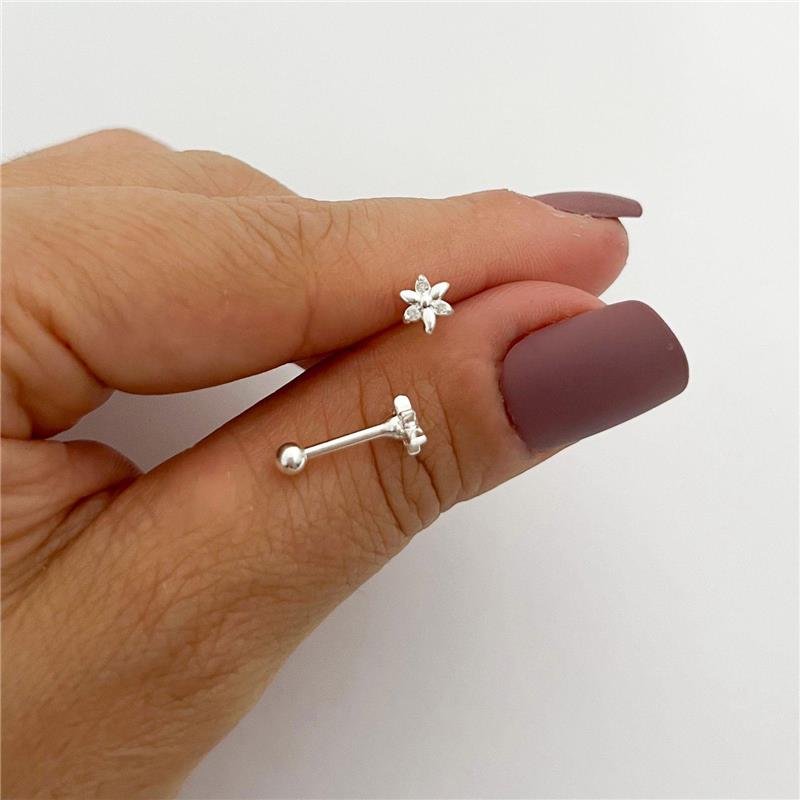 BRINCO PIERCING FLORZINHA PRATA 925