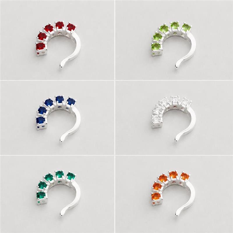 BRINCO PIERCING FAKE RUBI ZIRCONIA PRATA 925
