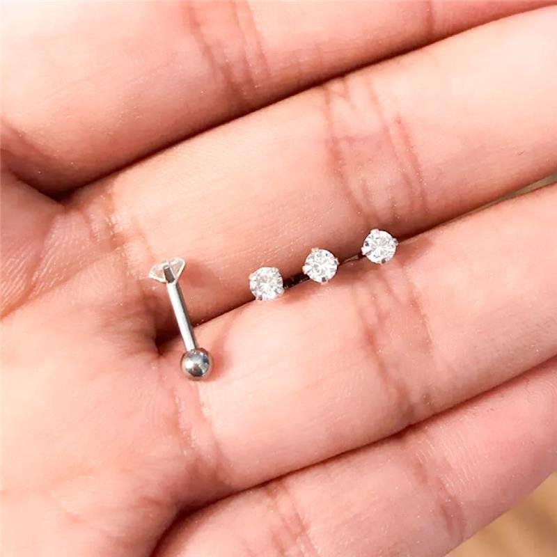 BRINCO PIERCING S P. LUZ 3MM AÇO E PRATA 925