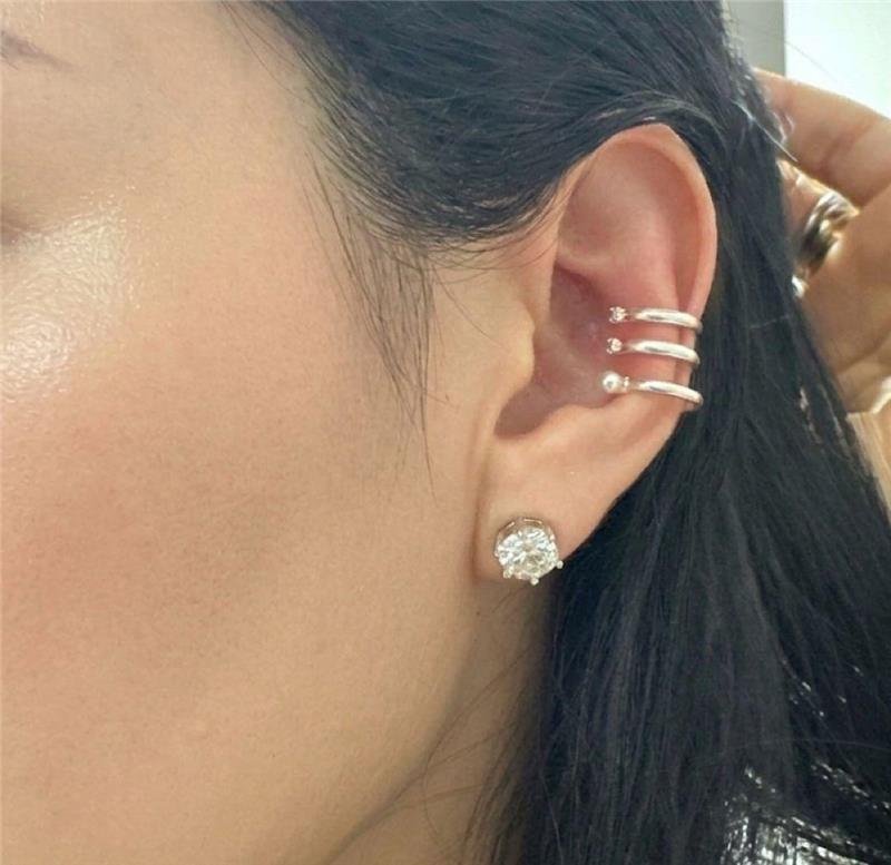 BRINCO PIERCING FAKE P.LUZ E PEROLA PRATA 925