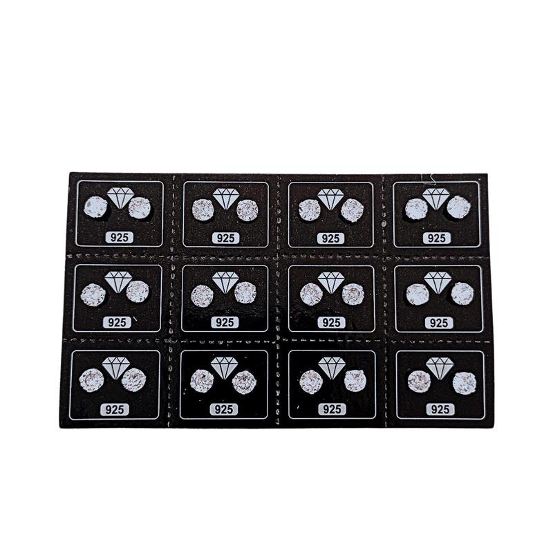 CARTELA COM 12 PARES 5MM PRATA 925