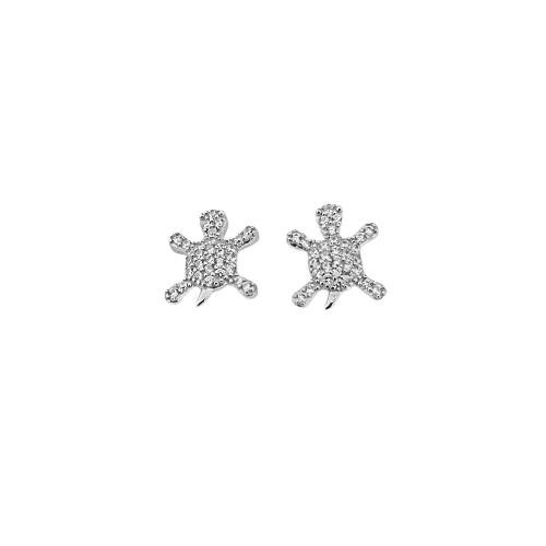 BRINCO TARTARUGA CRAVEJADO PRATA 925