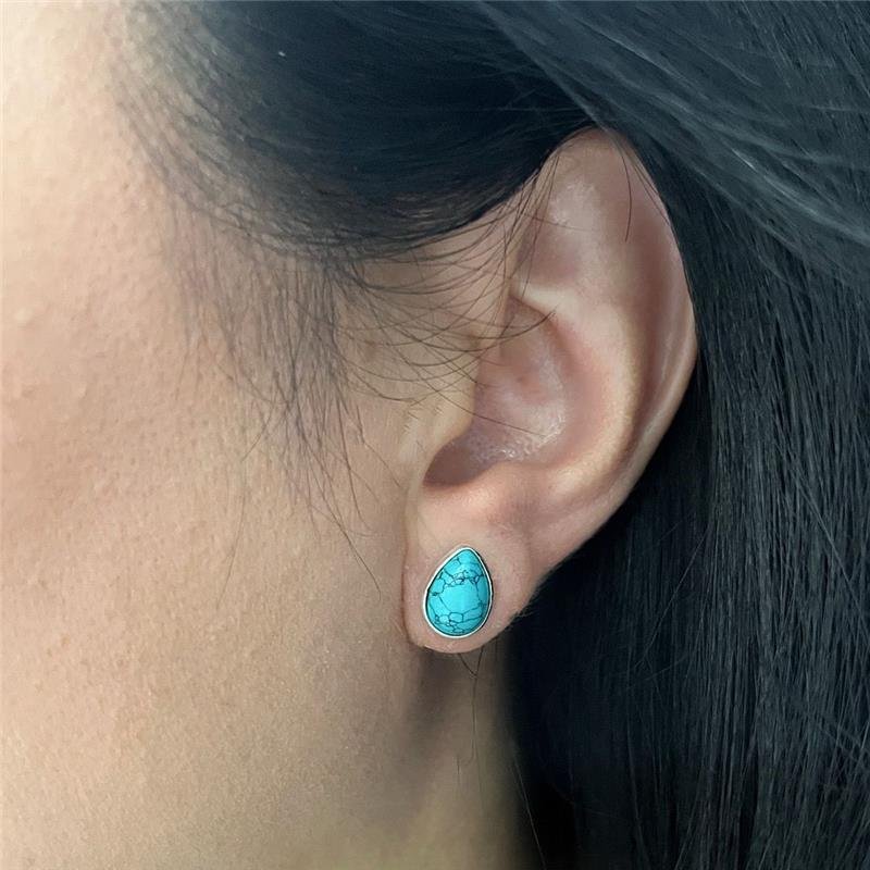 BRINCO TURQUESA GOTA PRATA 925