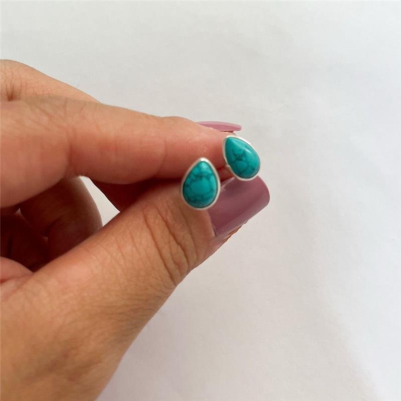 BRINCO TURQUESA GOTA PRATA 925