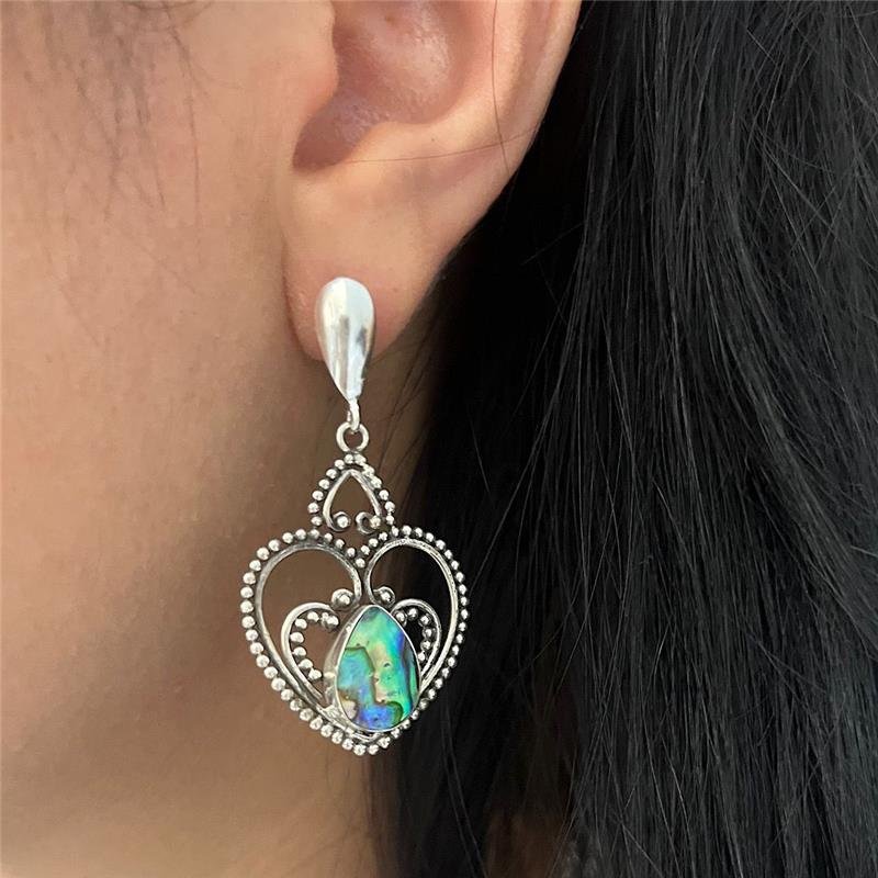 BRINCO CORAÇÃO ABALONE PRATA BALI 925