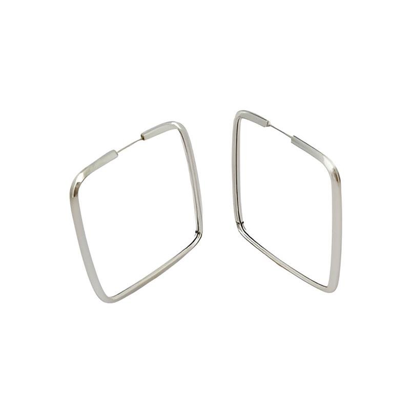 BRINCO ARGOLA LISA QUADRADO GDE PRATA 925