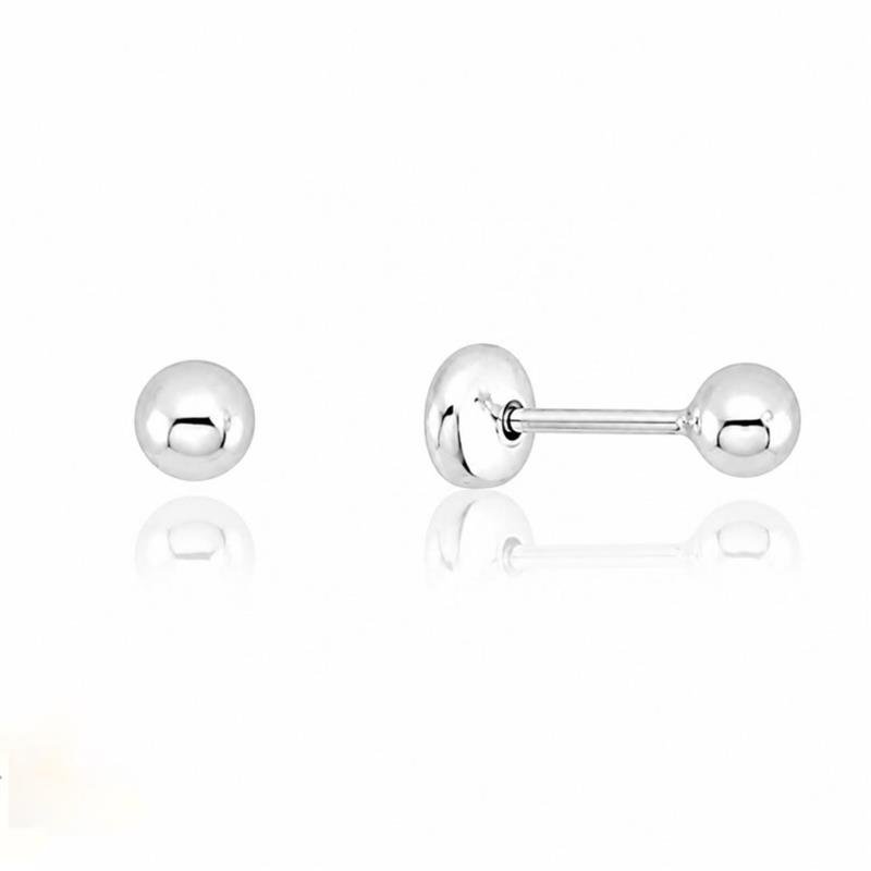 BRINCO BOLINHA TARRAXA BABY PRATA 925