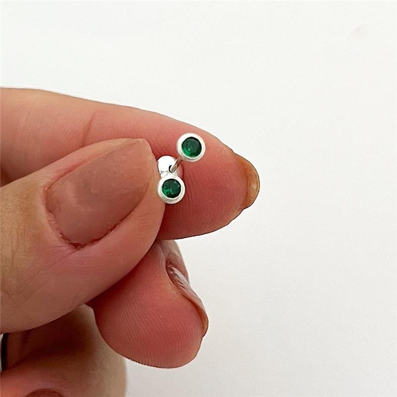 BRINCO TARRAXA BABY VERDE 3MM PRATA 925