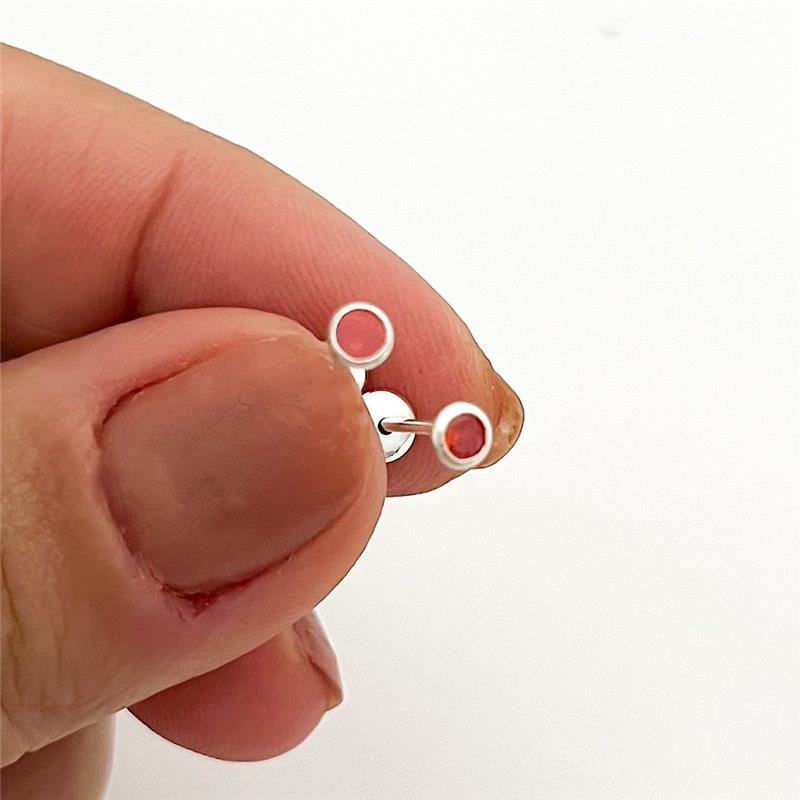 BRINCO TARRAXA BABY VERMELHO 3MM PRATA 925