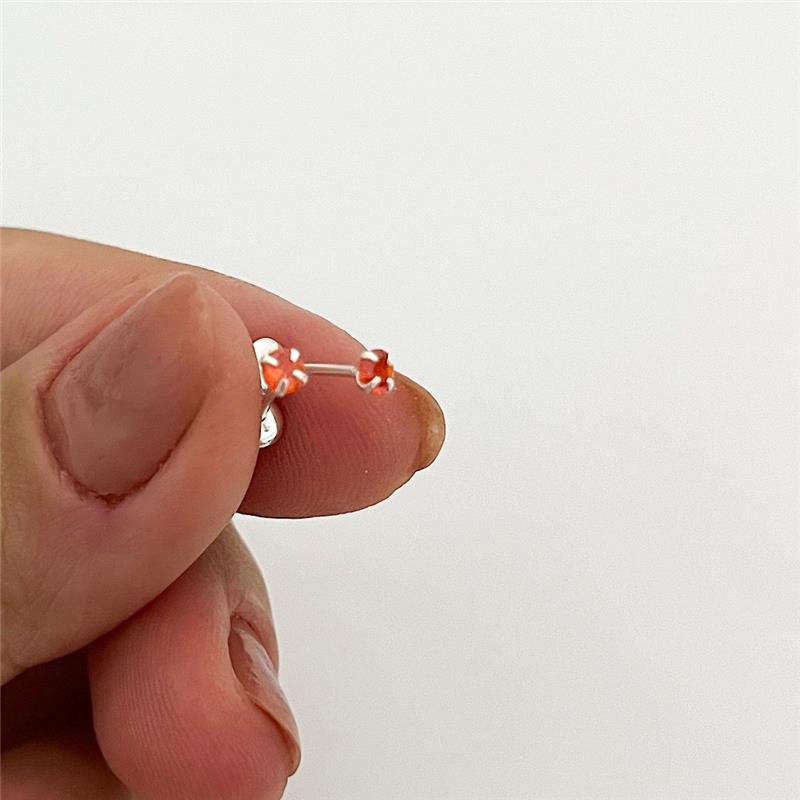 BRINCO TARRAXA BABY VERMELHO 3MM PRATA 925