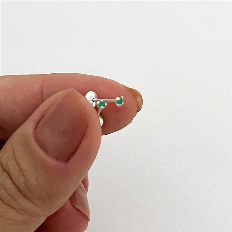 BRINCO TARRAXA BABY VERDE 2MM PRATA 925