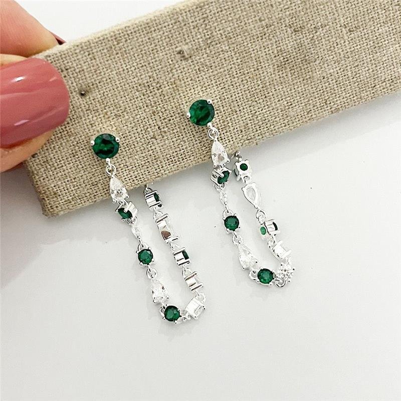 BRINCO ZIRCÔNIAS VERDE E CRISTAL PRATA 925