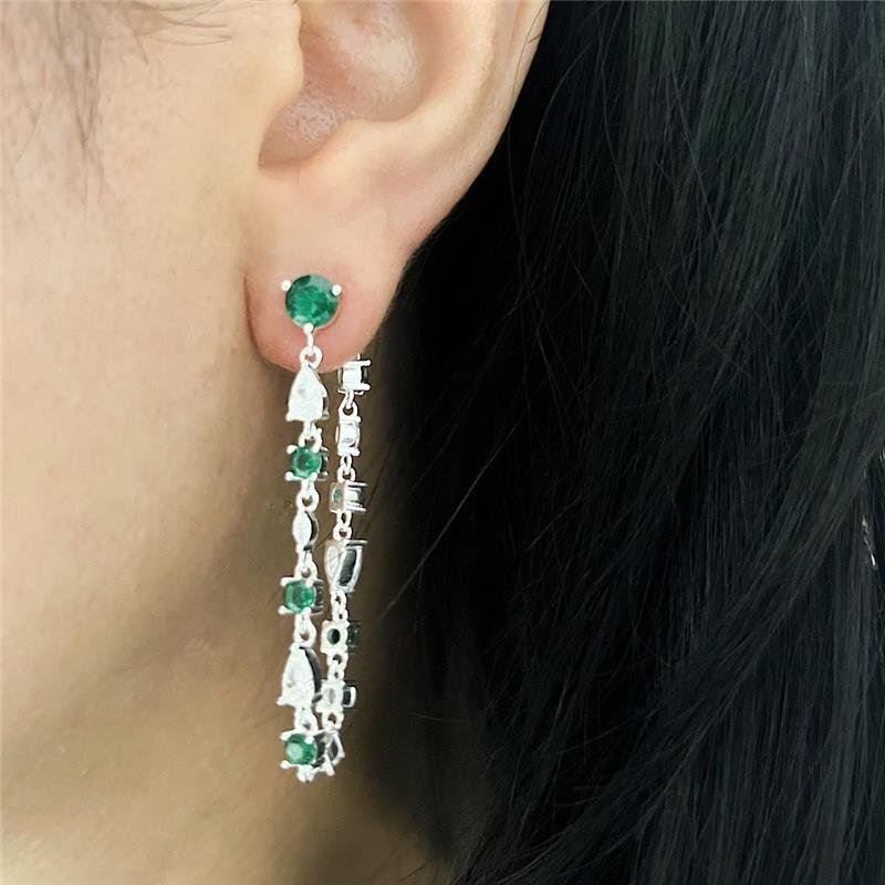BRINCO ZIRCÔNIAS VERDE E CRISTAL PRATA 925
