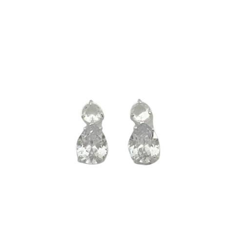BRINCO ZIRCÔNIAS 2 PEDRAS CRISTAL PRATA 925