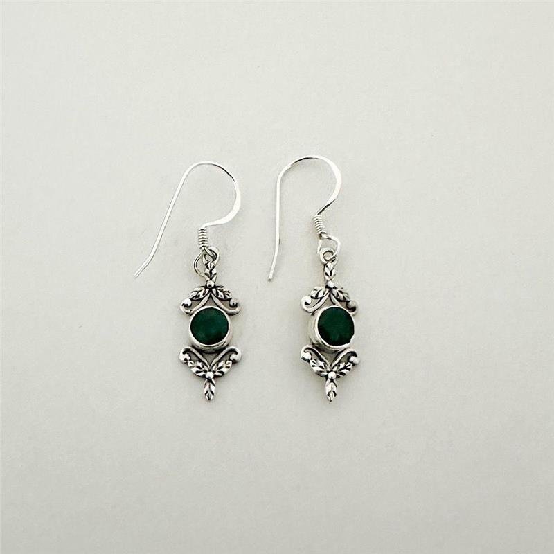 BRINCO GANCHO ESMERALDA PRATA BALI 925