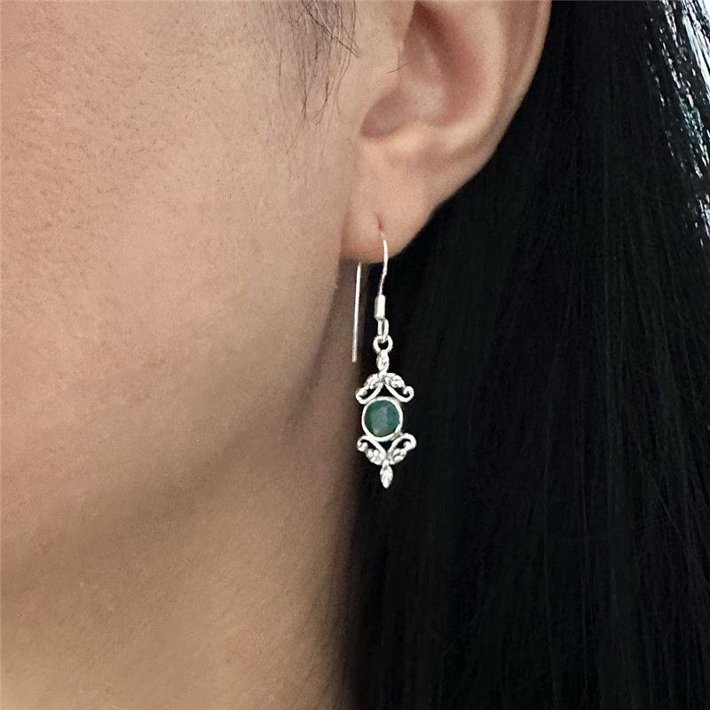 BRINCO GANCHO ESMERALDA PRATA BALI 925