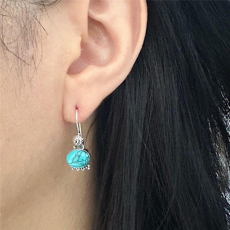 BRINCO GANCHO TURQUESA PRATA BALI 925