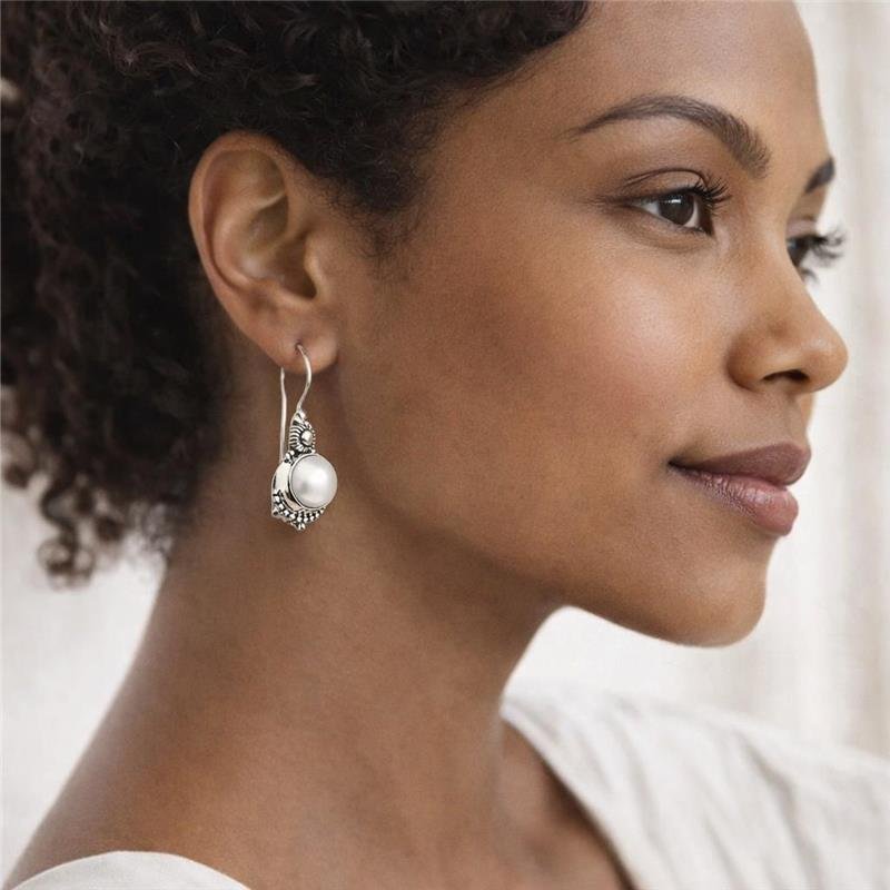 BRINCO GANCHO PÉROLA PRATA BALI 925