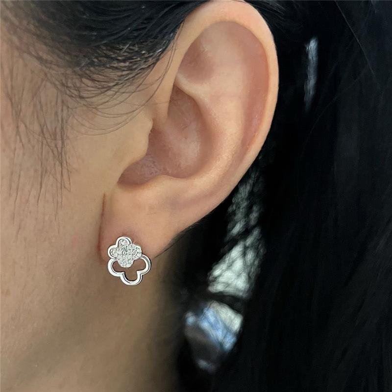BRINCO VANCLEEF DUPLO CRAVEJADO E LISO PRATA 925