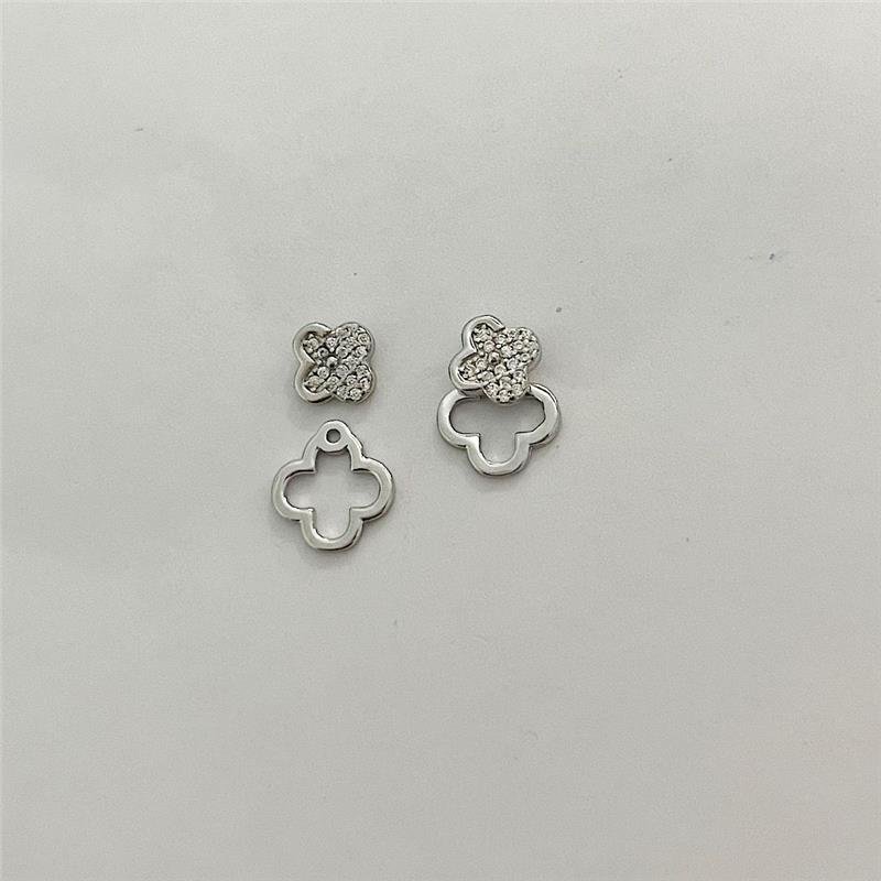 BRINCO VANCLEEF DUPLO CRAVEJADO E LISO PRATA 925