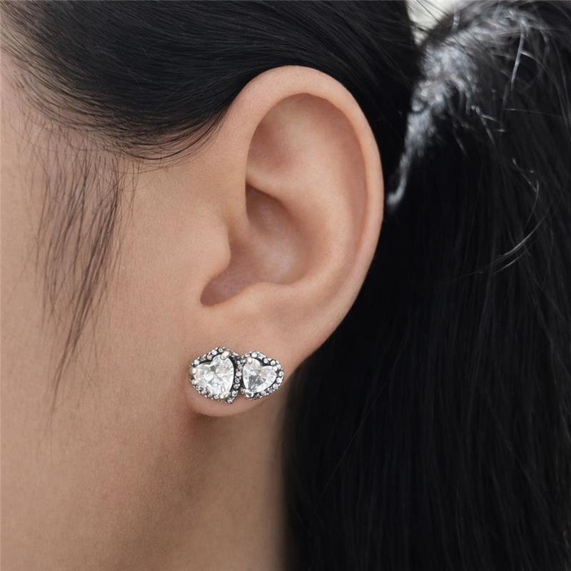 BRINCO INSPIRAÇÃO PANDORA CORAÇOES CRISTAL PRATA 925