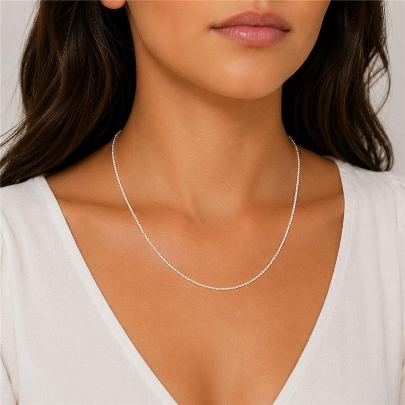 CORRENTE PIPOCA BRANCA 45CM PRATA 925