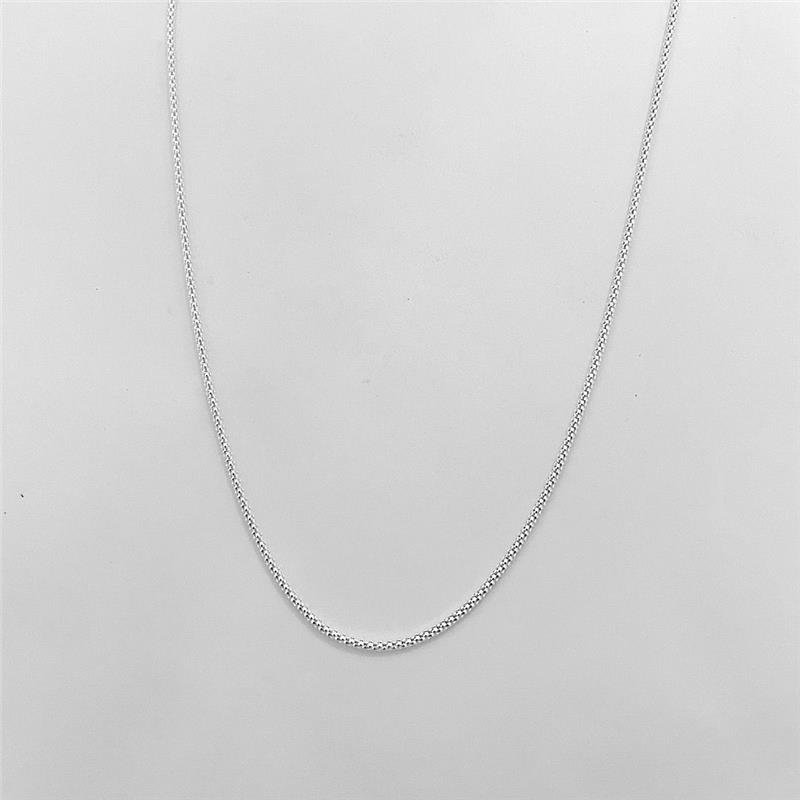 CORRENTE PIPOCA BRANCA 40CM MÉDIA PRATA 925