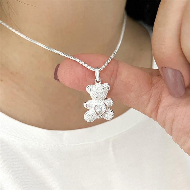 PINGENTE URSO CRAVEJADO PRATA 925