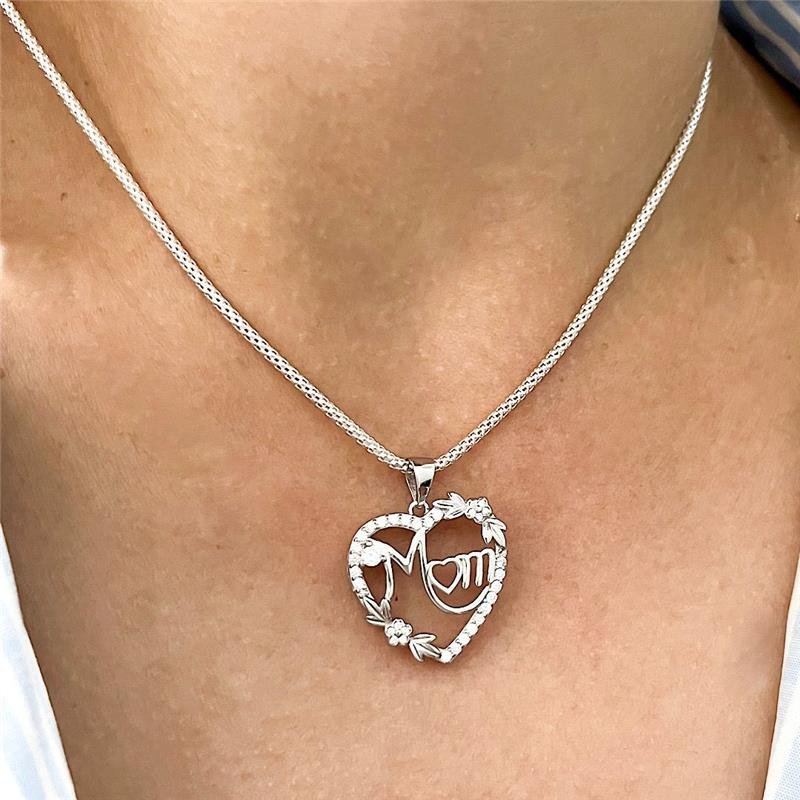 PINGENTE MOM CRAVEJADO PRATA 925