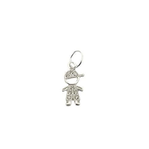 PINGENTE MENINO CRAVEJADO PRATA 925