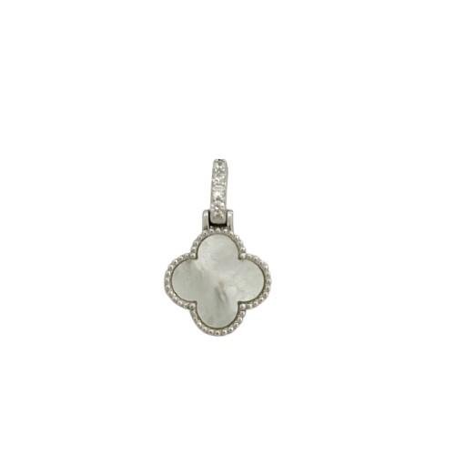 PINGENTE VANCLEEF MADRE CRAVEJADO CLICK PRATA 925