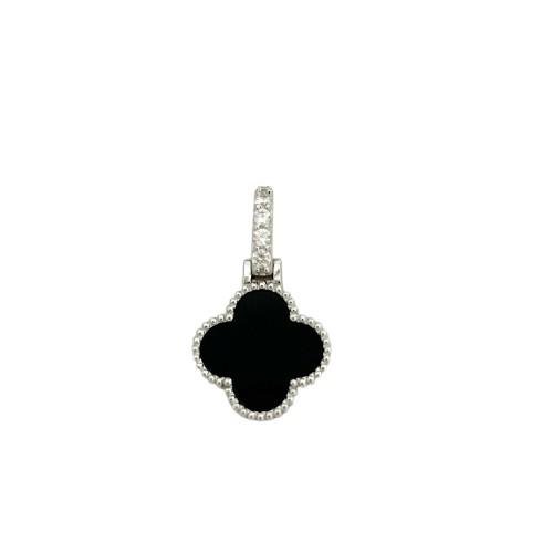 PINGENTE VANCLEEF ONIX CRAVEJADO CLICK PRATA 925
