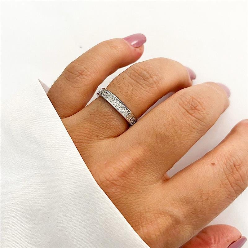 ANEL INSPIRAÇÇAO CARTIER CRAVEJADO PRATA 925