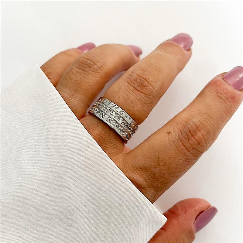 ANEL INSPIRAÇÃO BULGARI CRAVEJADO PRATA 925