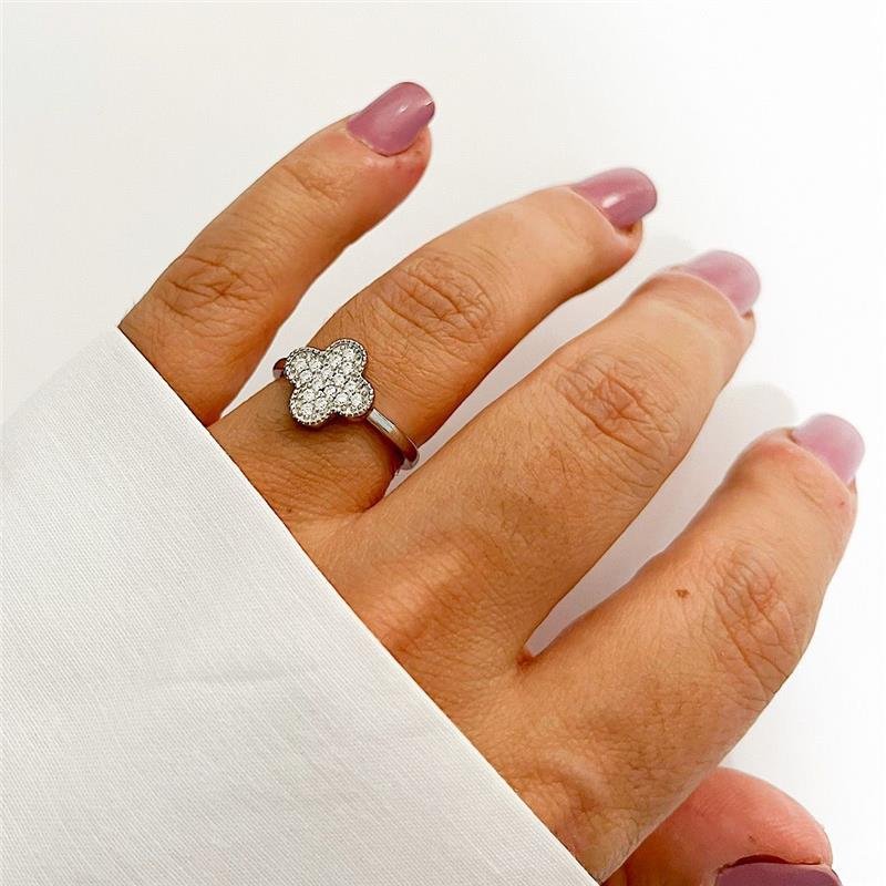 ANEL INSPIRAÇÃO VANCLEEF CRAVEJADO PRATA 925