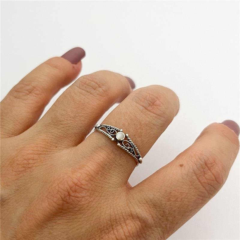 ANEL MADRE TRABALHADO PRATA 925