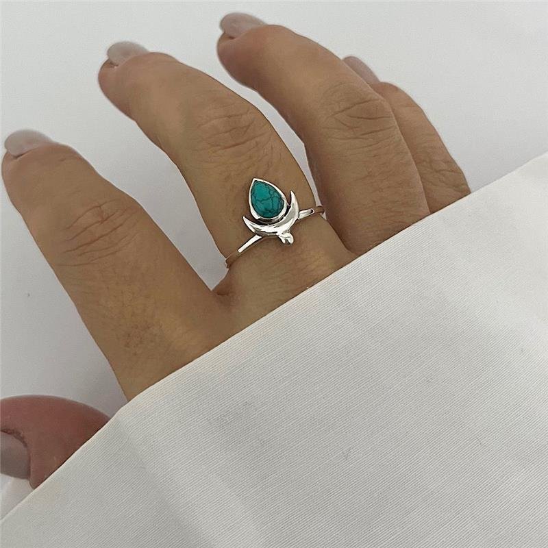 ANEL LUA TURQUESA PRATA 925