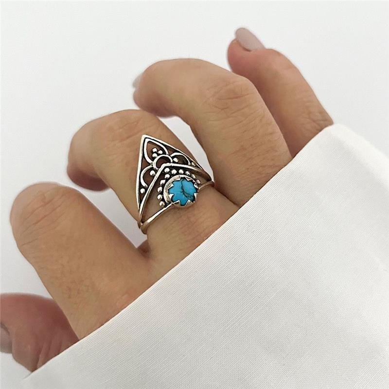 ANEL BALI TRABALHADO TURQUESA PRATA 925