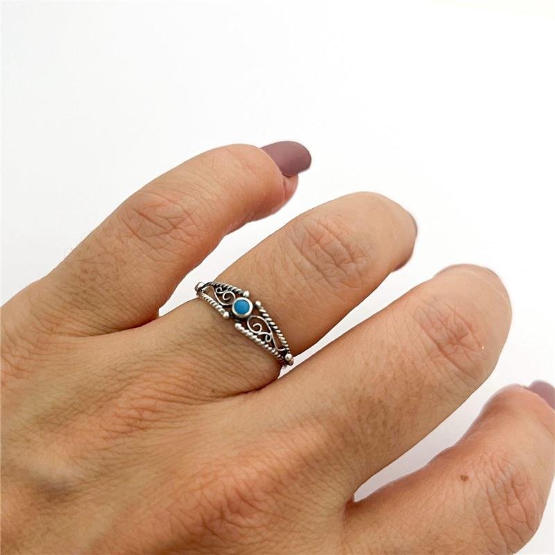 ANEL PEDRA TURQUESA PRATA BALI 925