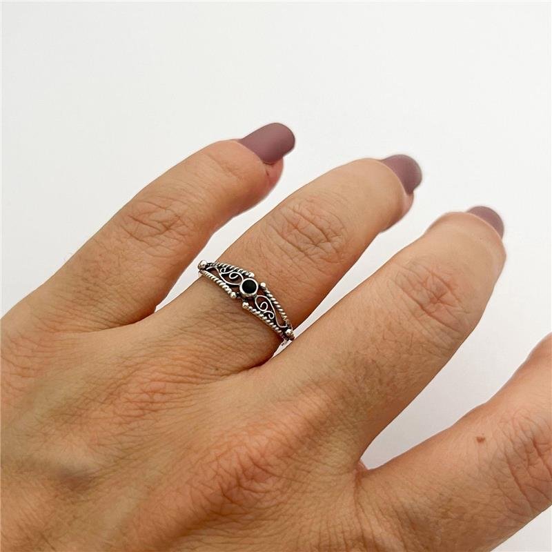 ANEL PEDRA ONIX PRATA 925