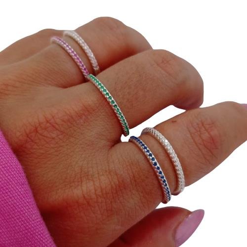 ANEL MEIA ALIANÇA CRAVEJADO AZUL PRATA 925