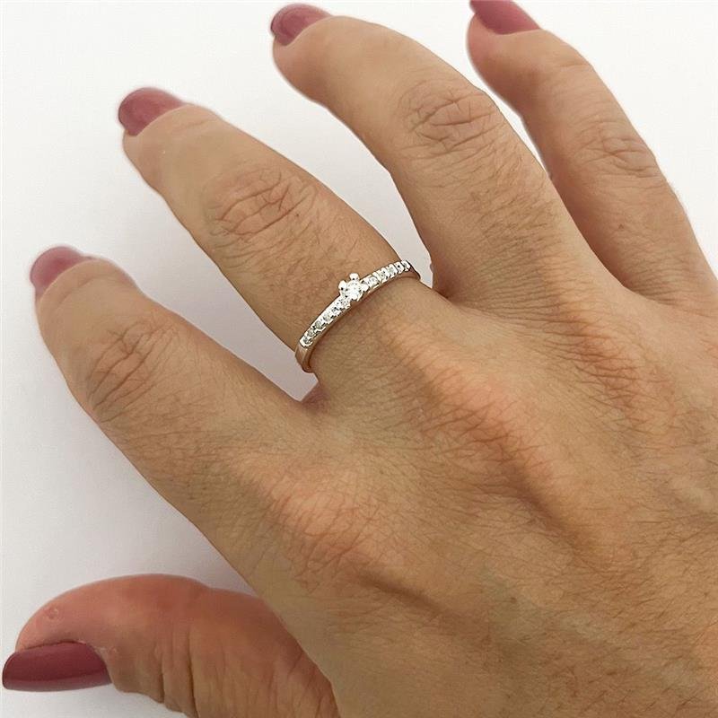 ANEL SOLITARIO 3MM ARO CRAVEJADO PRATA 925