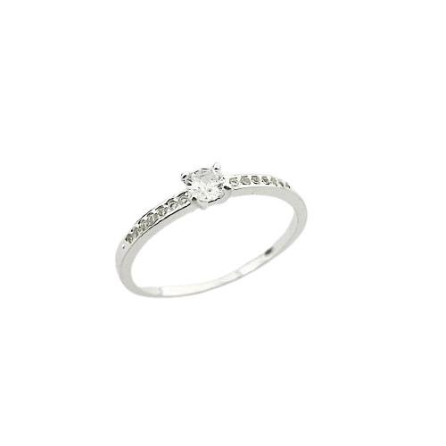 ANEL SOLITÁRIO 4MM ARO CRAVEJADO PRATA 925
