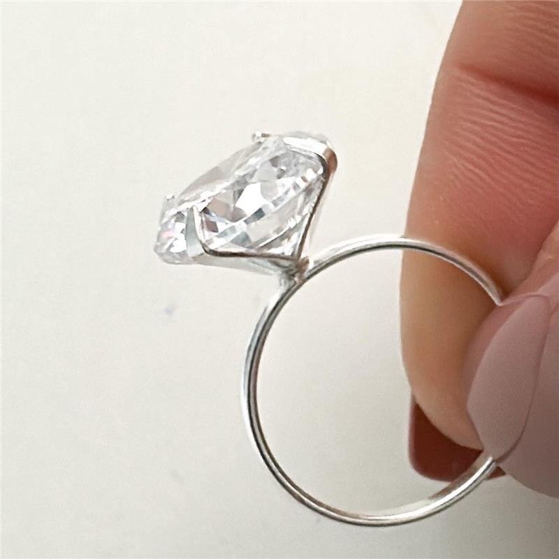 ANEL SOLITÁRIO 12MM 4 GARRAS PRATA 925